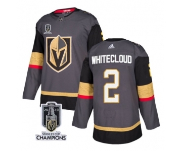 Men's Vegas Golden Knights #2 Zach Whitecloud Gray 2023 Stanley Cup Champions Stitched Jersey