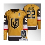 Men's Vegas Golden Knights #22 Michael Amadio Gold 2023 Stanley Cup Champions Stitched Jersey