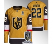 Men's Vegas Golden Knights #22 Michael Amadio Gold 2023 Stanley Cup Champions Stitched Jersey