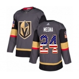 Men's Vegas Golden Knights #24 Jaycob Megna Authentic Gray USA Flag Fashion Hockey Jersey