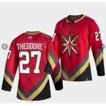 Men's Vegas Golden Knights #27 Shea Theodore Authentic Red Retro Hockey Jersey