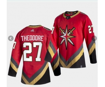 Men's Vegas Golden Knights #27 Shea Theodore Authentic Red Retro Hockey Jersey