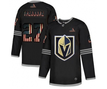 Men's Vegas Golden Knights #27 Shea Theodore Black USA Flag Limited Hockey Jersey