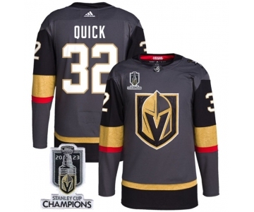 Men's Vegas Golden Knights #32 Jonathan Quick Gray 2023 Stanley Cup Champions Stitched Jersey