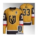 Men's Vegas Golden Knights #33 Adin Hill Gold 2023 Stanley Cup Champions Stitched Jersey