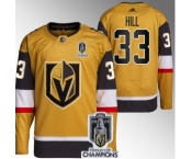 Men's Vegas Golden Knights #33 Adin Hill Gold 2023 Stanley Cup Champions Stitched Jersey