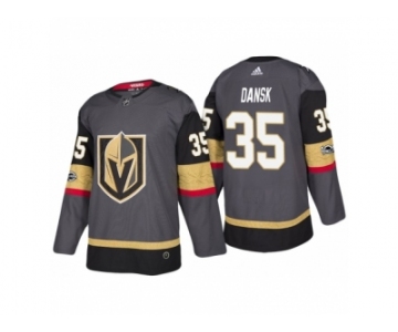 Men's Vegas Golden Knights #35 Oscar Dansk Steel Grey 2017-2018 Season Jersey