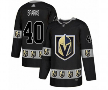 Men's Vegas Golden Knights #40 Garret Sparks Authentic Black Team Logo Fashion Hockey Jersey