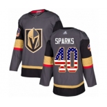 Men's Vegas Golden Knights #40 Garret Sparks Authentic Gray USA Flag Fashion Hockey Jersey