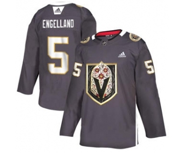 Men's Vegas Golden Knights #5 Deryk Engelland Grey Latino Heritage Night Stitched Hockey Jersey