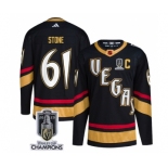 Men's Vegas Golden Knights #61 Mark Stone Black 2023 Stanley Cup Champions Reverse Retro Stitched Jersey