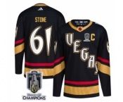 Men's Vegas Golden Knights #61 Mark Stone Black 2023 Stanley Cup Champions Reverse Retro Stitched Jersey