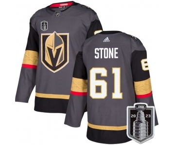 Men's Vegas Golden Knights #61 Mark Stone Gray 2023 Stanley Cup Final Stitched Jersey