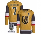 Men's Vegas Golden Knights #7 Alex Pietrangelo Gold 2023 Stanley Cup Champions Stitched Jersey