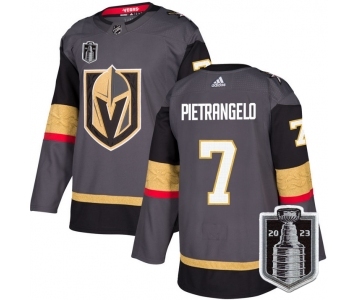 Men's Vegas Golden Knights #7 Alex Pietrangelo Gray 2023 Stanley Cup Final Stitched Jersey