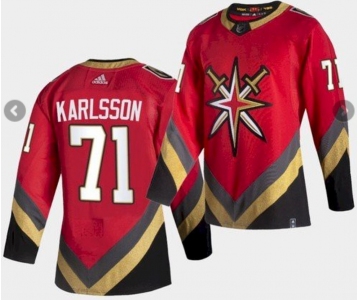 Men's Vegas Golden Knights #71 William Karlsson Authentic Red Retro Hockey Jersey