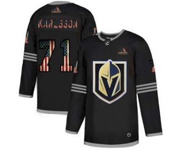 Men's Vegas Golden Knights #71 William Karlsson Black USA Flag Limited Hockey Jersey