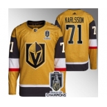 Men's Vegas Golden Knights #71 William Karlsson Gold 2023 Stanley Cup Champions Stitched Jersey