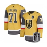 Men's Vegas Golden Knights #71 William Karlsson Gold 2023 Stanley Cup Final Stitched Jersey