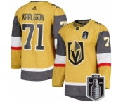 Men's Vegas Golden Knights #71 William Karlsson Gold 2023 Stanley Cup Final Stitched Jersey