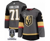 Men's Vegas Golden Knights #71 William Karlsson Gray 2023 Stanley Cup Champions Stitched Jersey