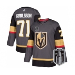 Men's Vegas Golden Knights #71 William Karlsson Gray 2023 Stanley Cup Final Stitched Jersey