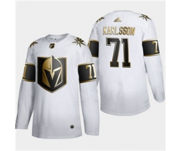 Men's Vegas Golden Knights #71 William Karlsson White Golden Edition Limited Stitched Hockey Jersey