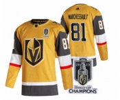 Men's Vegas Golden Knights #81 Jonathan Marchessault Gold 2023 Stanley Cup Champions Stitched Jersey