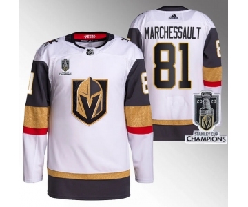 Men's Vegas Golden Knights #81 Jonathan Marchessault White 2023 Stanley Cup Champions Stitched Jersey