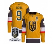 Men's Vegas Golden Knights #9 Jack Eichel Gold 2023 Stanley Cup Champions Stitched Jersey