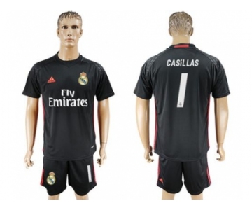 Real Madrid #1 Casillas Black Goalkeeper Soccer Club Jersey