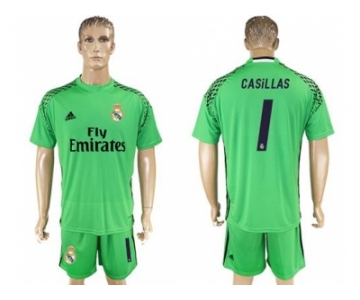 Real Madrid #1 Casillas Green Goalkeeper Soccer Club Jersey