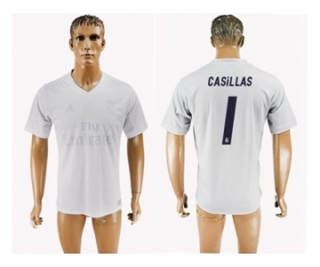 Real Madrid #1 Casillas Marine Environmental Protection Home Soccer Club Jersey 1