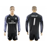 Real Madrid #1 Casillas Sec Away Long Sleeves Soccer Club Jersey