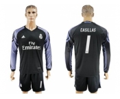 Real Madrid #1 Casillas Sec Away Long Sleeves Soccer Club Jersey