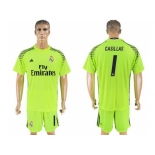 Real Madrid #1 Casillas Shiny Green Goalkeeper Soccer Club Jersey