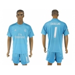 Real Madrid #1 Casillas Sky Blue Goalkeeper Soccer Club Jersey