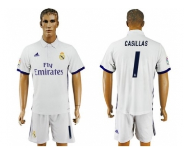 Real Madrid #1 Casillas White Home Soccer Club Jersey1