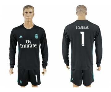 Real Madrid #1 I Casillas Away Long Sleeves Soccer Club Jersey