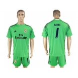 Real Madrid #1 Navas Green Goalkeeper Soccer Club Jersey 1