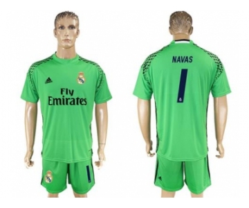 Real Madrid #1 Navas Green Goalkeeper Soccer Club Jersey 1