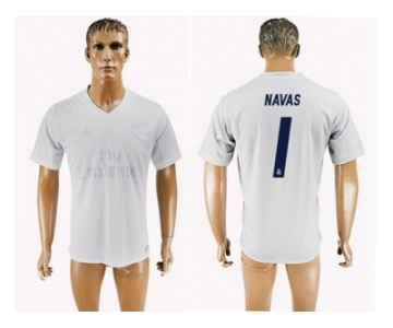 Real Madrid #1 Navas Marine Environmental Protection Home Soccer Club Jersey 1