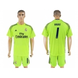 Real Madrid #1 Navas Shiny Green Goalkeeper Soccer Club Jersey