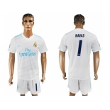 Real Madrid #1 Navas White Home Soccer Club Jersey 1