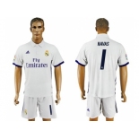 Real Madrid #1 Navas White Home Soccer Club Jersey2