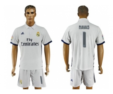 Real Madrid #1 Navas White Home Soccer Club Jersey3