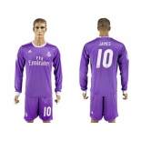 Real Madrid #10 James Away Long Sleeves Soccer Club Jersey 1