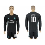 Real Madrid #10 James Away Long Sleeves Soccer Club Jersey