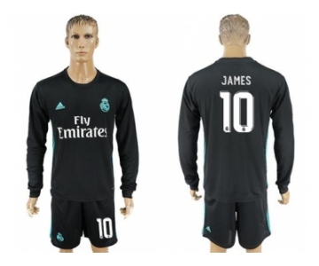 Real Madrid #10 James Away Long Sleeves Soccer Club Jersey