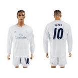 Real Madrid #10 James Marine Environmental Protection Home Long Sleeves Soccer Club Jersey